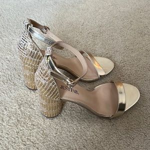 Just Fab Gold Woven Heels